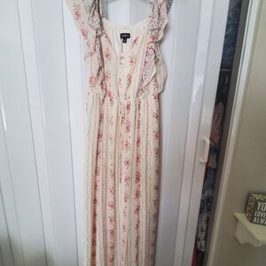 torrid Cream Maxi Dress with Pink Floral Stripes